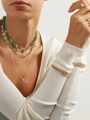 SHAY Essential Link 18-karat Gold, Ceramic And Diamond Necklace | Thumbnail 5 SHAY Essential Link 18-karat Gold, Ceramic And Diamond Necklace | Thumbnail 5