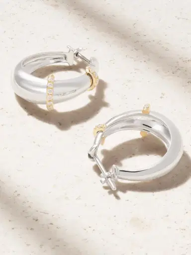 L’Atelier Nawbar Buoy 18-karat White And Yellow Gold Diamond Hoop Earrings | Thumbnail 3 L’Atelier Nawbar Buoy 18-karat White And Yellow Gold Diamond Hoop Earrings | Thumbnail 3
