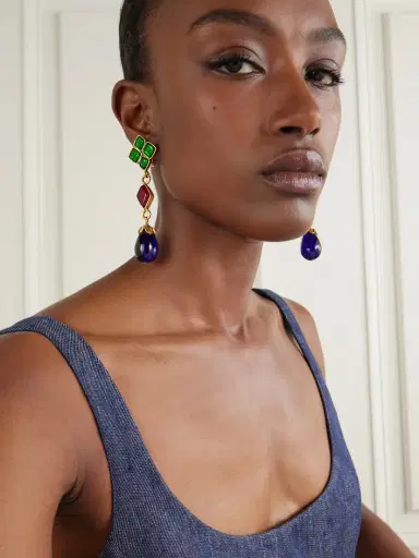 Susan Caplan Vintage + Chanel Vintage 1994 Gold-plated Gripoix Crystal Clip Earrings | Thumbnail 2 Susan Caplan Vintage + Chanel Vintage 1994 Gold-plated Gripoix Crystal Clip Earrings | Thumbnail 2