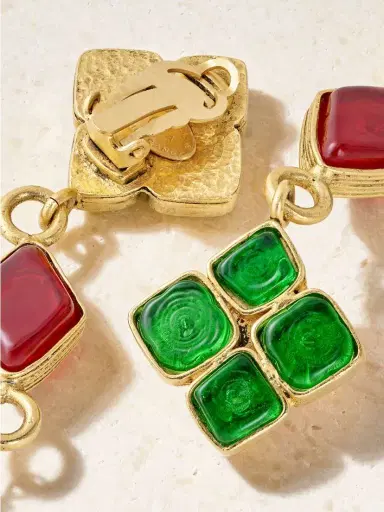 Susan Caplan Vintage + Chanel Vintage 1994 Gold-plated Gripoix Crystal Clip Earrings | Thumbnail 3 Susan Caplan Vintage + Chanel Vintage 1994 Gold-plated Gripoix Crystal Clip Earrings | Thumbnail 3