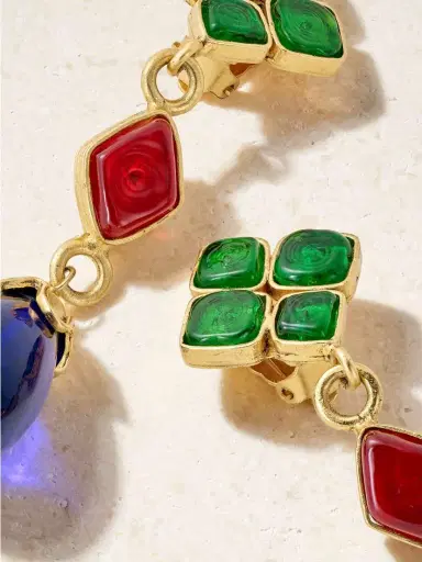 Susan Caplan Vintage + Chanel Vintage 1994 Gold-plated Gripoix Crystal Clip Earrings | Thumbnail 4 Susan Caplan Vintage + Chanel Vintage 1994 Gold-plated Gripoix Crystal Clip Earrings | Thumbnail 4