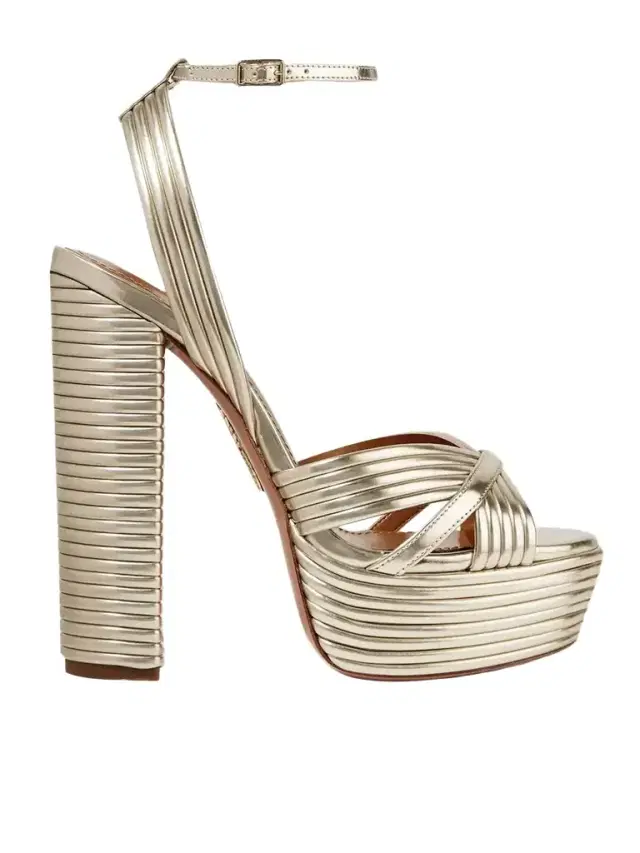 Sundance 140 Metallic Leather Platform Sandals