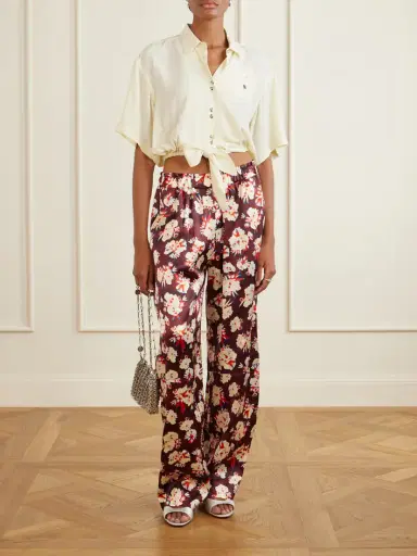 Rabanne Floral-print Wide-leg Silk Pants | Thumbnail 2