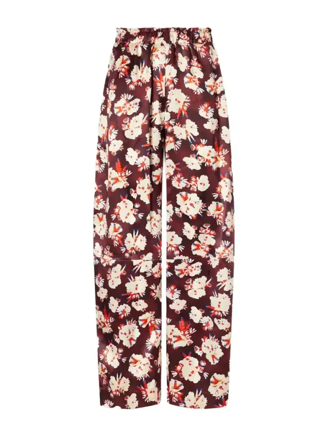 Floral-print Wide-leg Silk Pants Floral-print Wide-leg Silk Pants