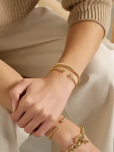 David Yurman Petite Modern Renaissance® Cablespira® 18-karat Gold Diamond Cuff | Thumbnail 5