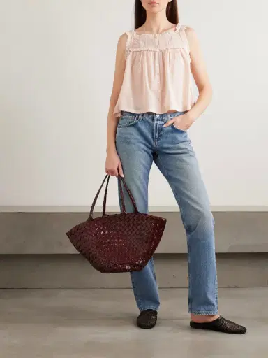 DÔEN Fidella Cropped Lace-trimmed Organic Cotton-voile Top | Thumbnail 2 DÔEN Fidella Cropped Lace-trimmed Organic Cotton-voile Top | Thumbnail 2