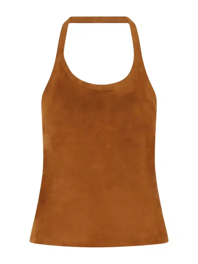 Cherry Open-back Suede Halterneck Tank Cherry Open-back Suede Halterneck Tank