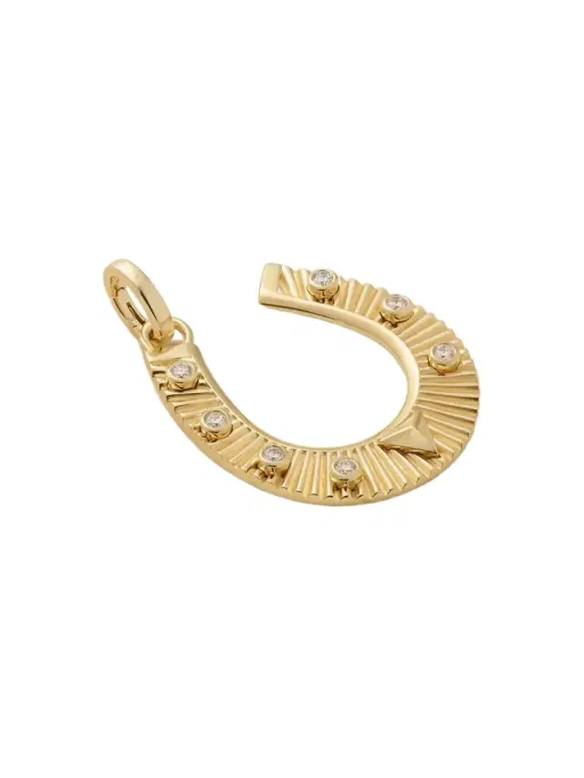 Foundrae Protection Horseshoe 18-karat Gold Diamond Pendant