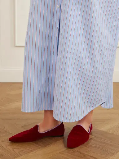 TOTEME Venetian Leather-trimmed Velvet Loafers | Thumbnail 2 TOTEME Venetian Leather-trimmed Velvet Loafers | Thumbnail 2