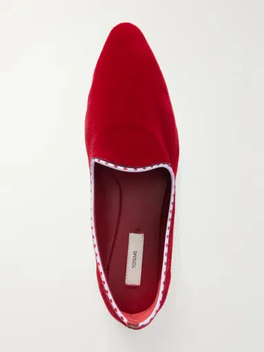 TOTEME Venetian Leather-trimmed Velvet Loafers | Thumbnail 6 TOTEME Venetian Leather-trimmed Velvet Loafers | Thumbnail 6