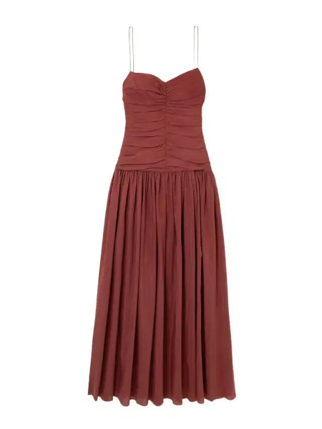 Matteau Gathered Organic Cotton And Silk-blend Midi Dress