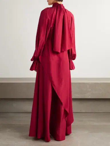 Alexander McQueen Cape-effect Ruffled Draped Silk-habotai Gown | Thumbnail 3