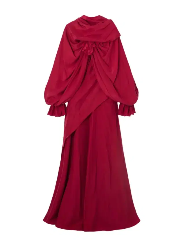 Cape-effect Ruffled Draped Silk-habotai Gown