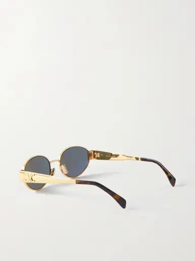 CELINE Eyewear Oval-frame Gold-tone And Tortoiseshell Acetate Sunglasses | Thumbnail 3