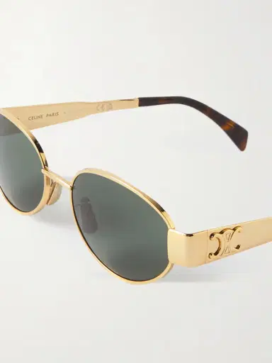 CELINE Eyewear Oval-frame Gold-tone And Tortoiseshell Acetate Sunglasses | Thumbnail 4