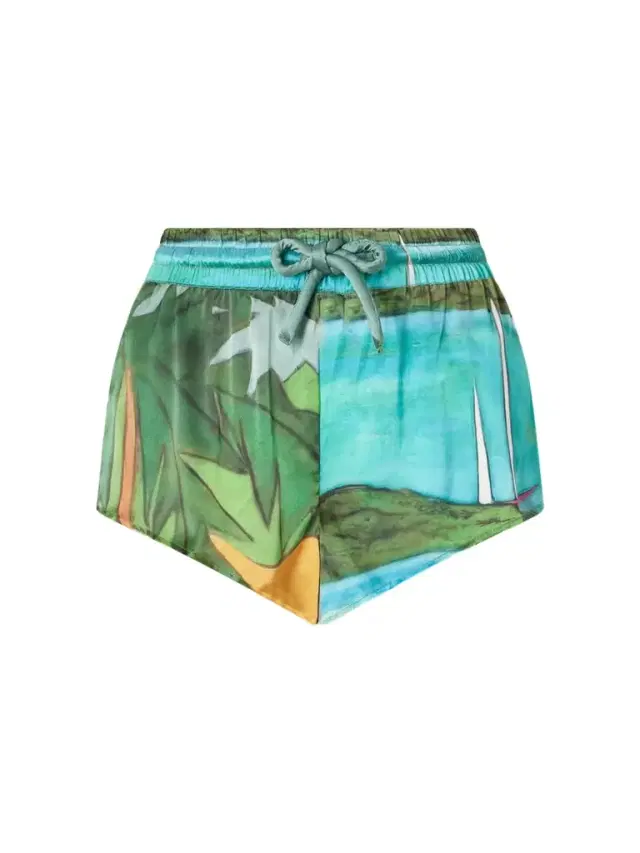 Magdalena Printed Silk-blend Satin Mini Shorts