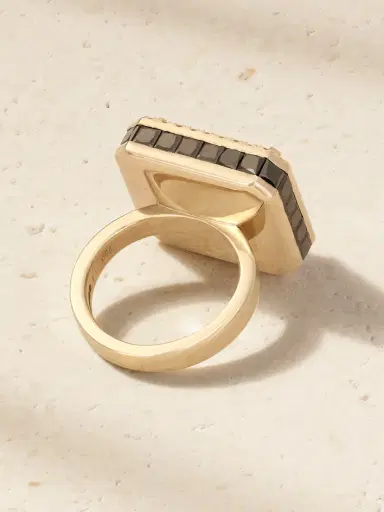 Ileana Makri Atlantis 18-karat White Gold, Aquamarine, Blackened And White Diamond Ring | Thumbnail 3