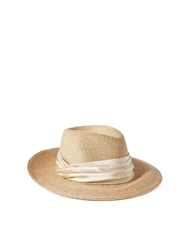 Courtney Satin-trimmed Straw-effect Fedora