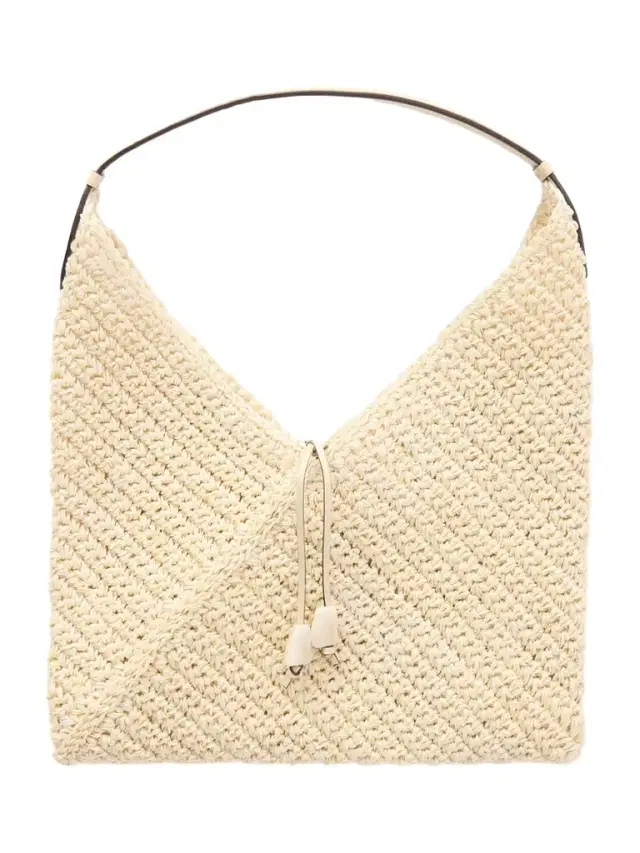 Hunting Season Origami Small Leather-trimmed Raffia Tote