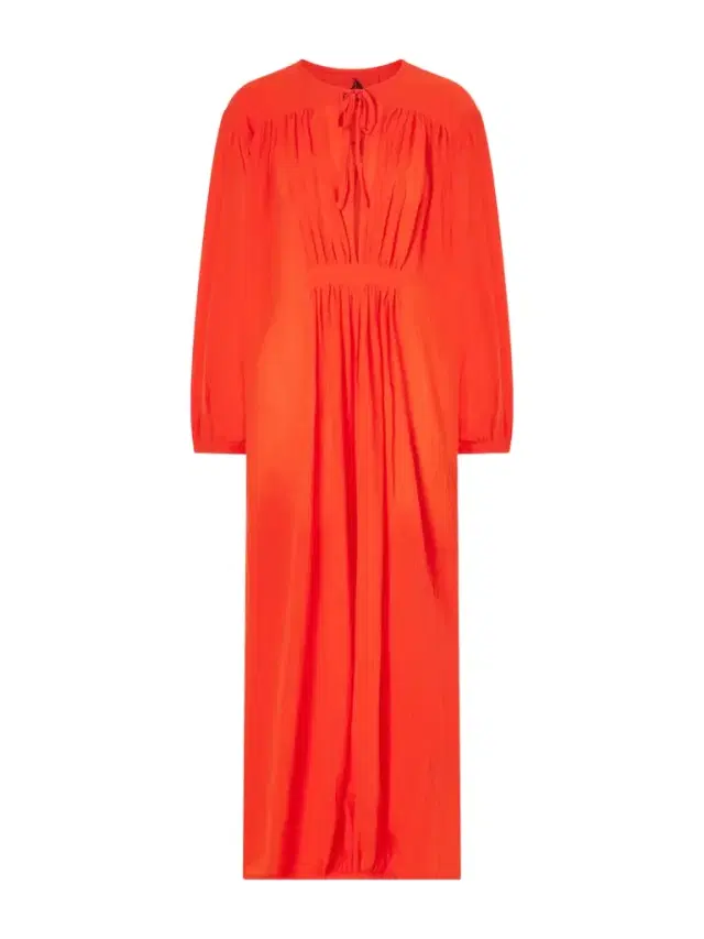 Hazy Gathered Cotton Maxi Dress