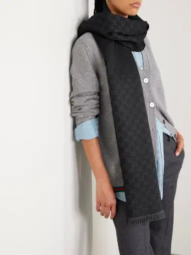 Gucci Frayed Wool-jacquard Scarf | Thumbnail 2