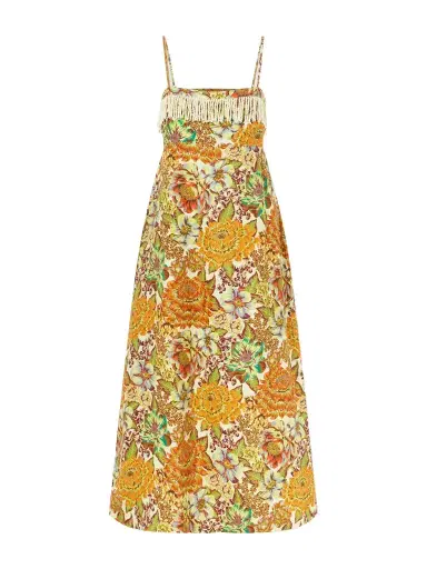 ALÉMAIS Lana Fringed Floral-print Linen Midi Dress | Thumbnail 1 ALÉMAIS Lana Fringed Floral-print Linen Midi Dress | Thumbnail 1
