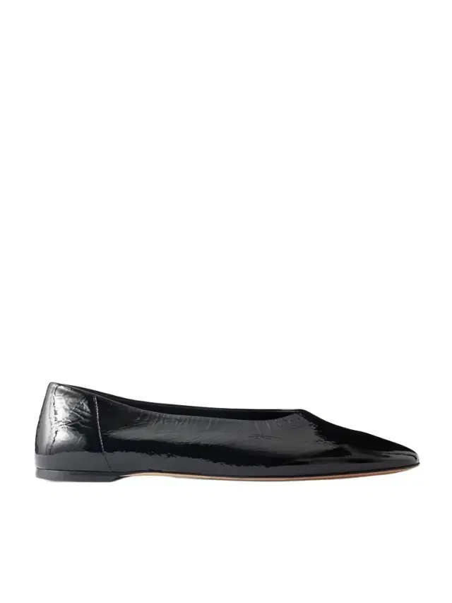 TOTEME Crinkled Patent-leather Ballet Flats