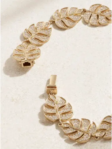 Sydney Evan Monstera Leaf Eternity 14-karat Gold Diamond Bracelet | Thumbnail 3 Sydney Evan Monstera Leaf Eternity 14-karat Gold Diamond Bracelet | Thumbnail 3