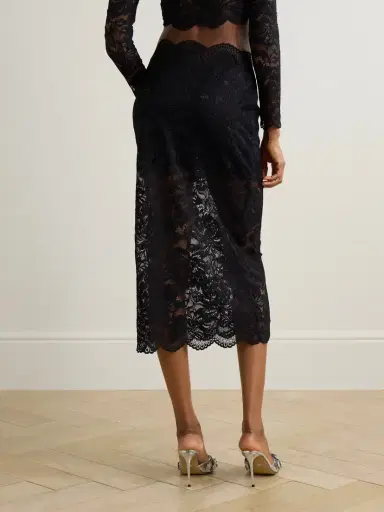Rabanne Scalloped Lace Midi Skirt | Thumbnail 3