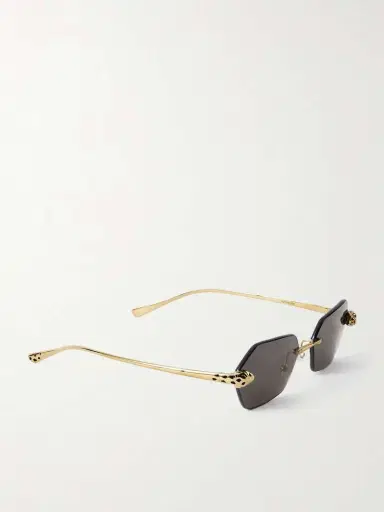 Cartier Eyewear Panthère De Cartier Rimless Hexagon-frame Gold-tone Sunglasses | Thumbnail 3
