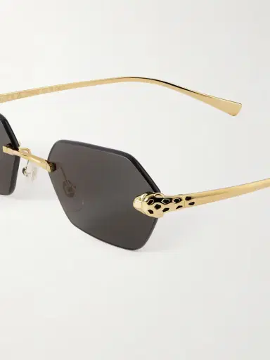 Cartier Eyewear Panthère De Cartier Rimless Hexagon-frame Gold-tone Sunglasses | Thumbnail 5