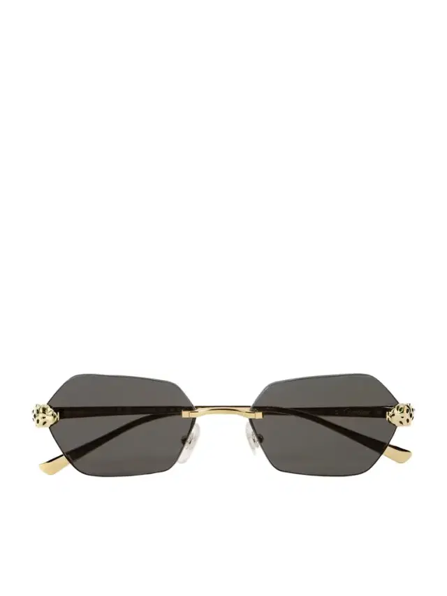 Cartier Eyewear Panthère De Cartier Rimless Hexagon-frame Gold-tone Sunglasses