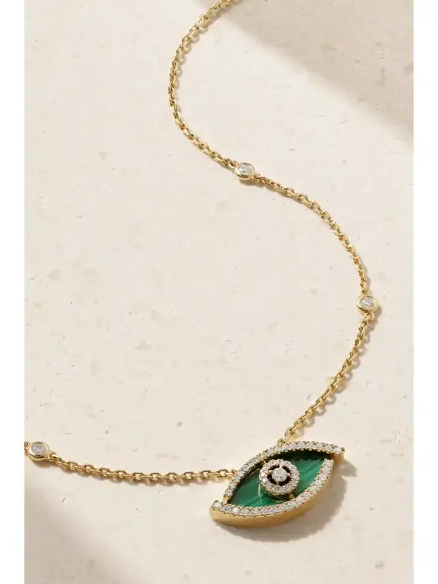 Lucky Eye 18-karat Gold, Malachite And Diamond Necklace