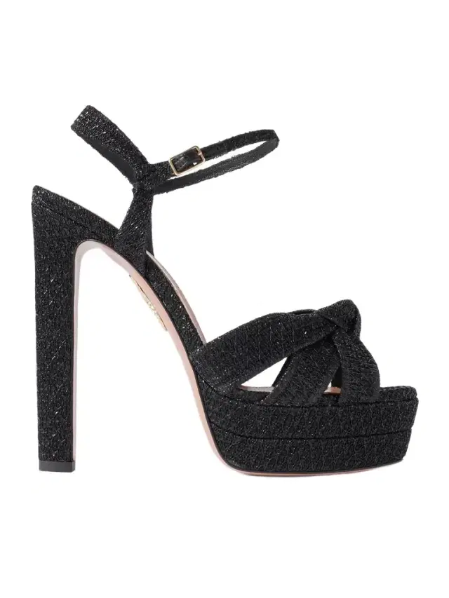 Nina Plateau 130 Knotted Metallic Woven Platform Sandals
