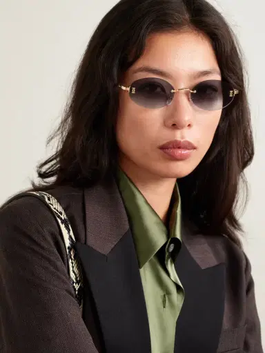 Cartier Eyewear Double C Rimless Oval-frame Gold-tone Sunglasses | Thumbnail 2