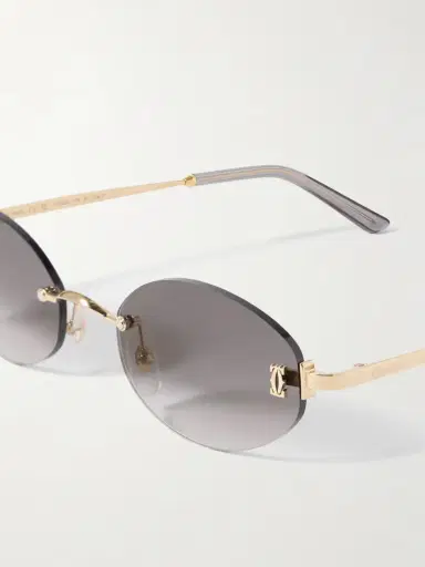 Cartier Eyewear Double C Rimless Oval-frame Gold-tone Sunglasses | Thumbnail 4