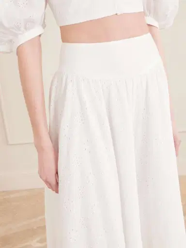 Thierry Colson Pamela Pleated Broderie Anglaise Cotton Midi Skirt | Thumbnail 5