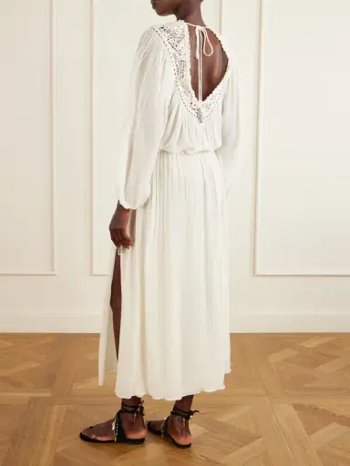 Isabel Marant Nydia Lace-trimmed Bead-embellished Silk-chiffon Midi Dress | Thumbnail 3 Isabel Marant Nydia Lace-trimmed Bead-embellished Silk-chiffon Midi Dress | Thumbnail 3