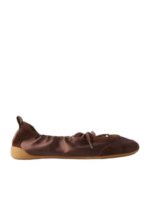 Kick Suede-trimmed Satin Sneakers