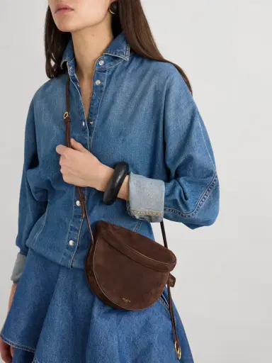Alaïa Le Click Leather-trimmed Nubuck Shoulder Bag | Thumbnail 2 Alaïa Le Click Leather-trimmed Nubuck Shoulder Bag | Thumbnail 2