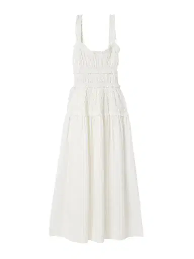 DÔEN Marianne Shirred Organic Cotton-poplin Midi Dress | Thumbnail 1 DÔEN Marianne Shirred Organic Cotton-poplin Midi Dress | Thumbnail 1