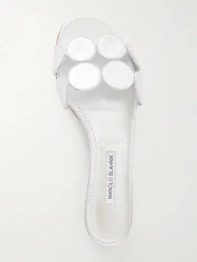 Manolo Blahnik Haribalmu 10 Cutout Metallic-leather Slides | Thumbnail 6