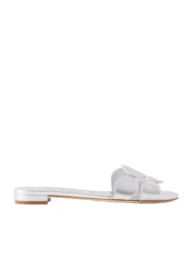 Manolo Blahnik Haribalmu 10 Cutout Metallic-leather Slides | Thumbnail 1