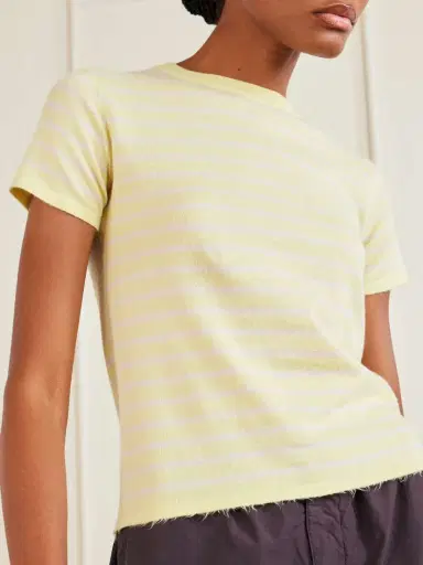 Auralee Knitted Striped Cotton T-shirt | Thumbnail 4 Auralee Knitted Striped Cotton T-shirt | Thumbnail 4