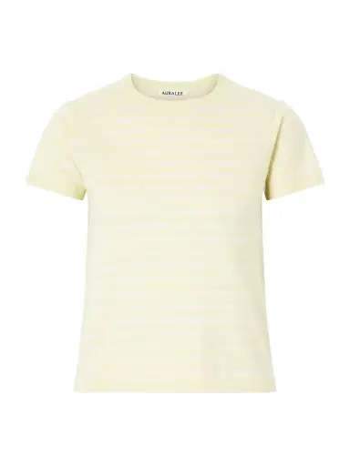 Auralee Knitted Striped Cotton T-shirt | Thumbnail 1 Auralee Knitted Striped Cotton T-shirt | Thumbnail 1