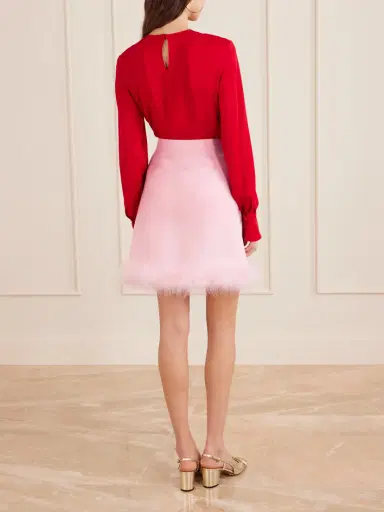 Valentino Garavani Feather-trimmed Wool And Silk-blend Crepe Mini Skirt | Thumbnail 4