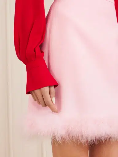 Valentino Garavani Feather-trimmed Wool And Silk-blend Crepe Mini Skirt | Thumbnail 5