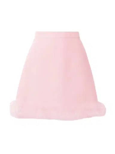 Valentino Garavani Feather-trimmed Wool And Silk-blend Crepe Mini Skirt | Thumbnail 1