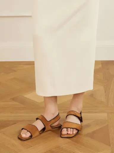 Khaite Boden Whipstitched Suede Sandals | Thumbnail 2