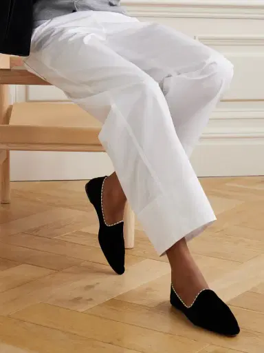 TOTEME Leather-trimmed Velvet Slippers | Thumbnail 2 TOTEME Leather-trimmed Velvet Slippers | Thumbnail 2
